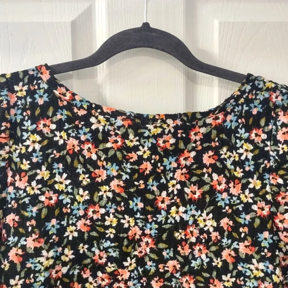 Loft Multicolor Floral Puff Sleeve Tee Size XS